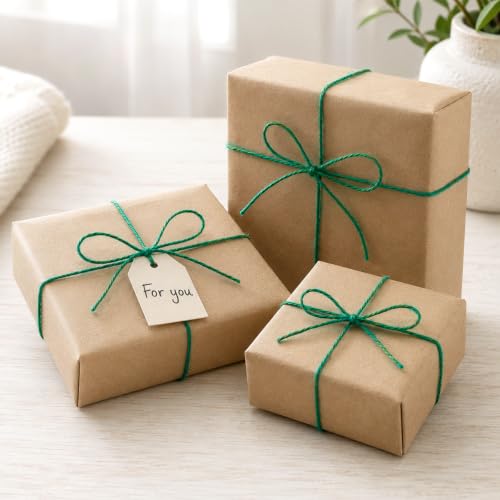 Image of KINGLAKE Green Jute Twine String 1312 Feet 2mm for Crafts Gift Wrapping | Jute Twine String for Crafts Gift Wrapping Christmas Packing Arts Decoration Wedding Gardening