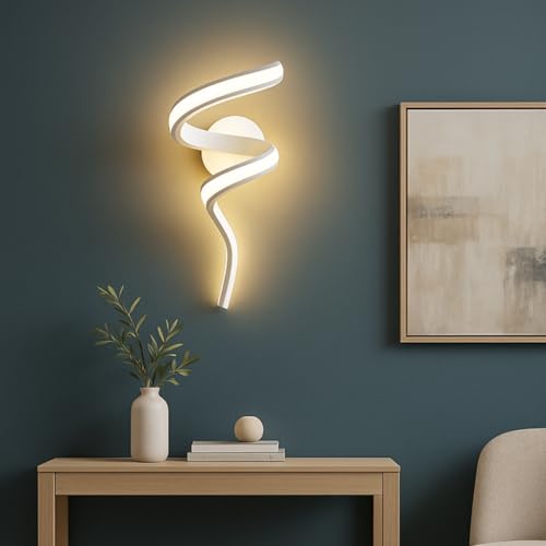 Arcadia Aplique Pared Interior - Lámpara LED Moderna 16W 2000 Lúmenes 4500K Luz Blanca Natural - Iluminación Salón, Baño, Cocina, Dormitorio y Pasillo - 40 cm (1 x Blanco)