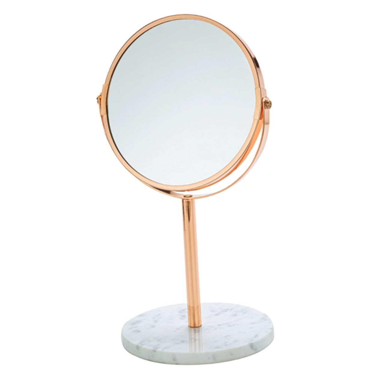 TOPPERFUN Specchio da Trucco Ingrandimento 2x e Rotazione Libera in Marmo e Metallo per Toeletta e Tavoli da Vanity Design Elegante e Funzionale