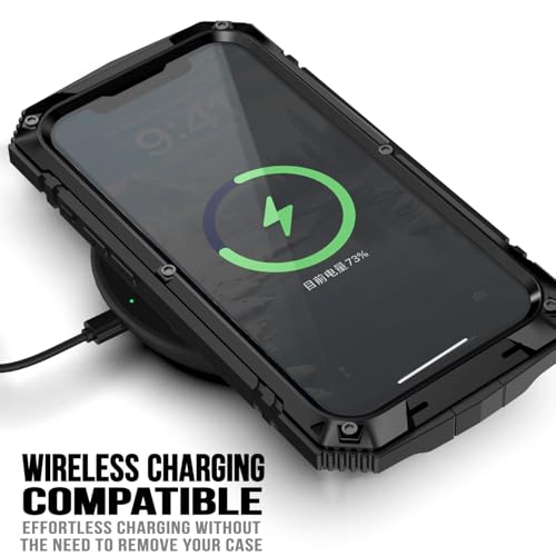 FunnyWin Metal Case for iPhone 17e 16e Aluminum Military Grade Rugged Case with Stand Screen Protector Drop Tested Heavy Duty Shockproof Dustproof Full Cover for Man (Black) by FunnyWin - Image 5
