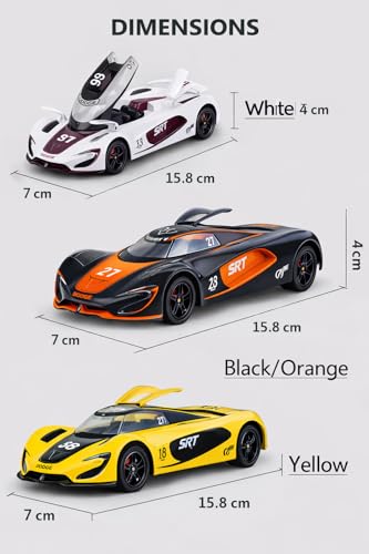 Image of DREAMY DEN Dodge SRT Diecast Toy Car for Kids Age 3-8 | Pull Back Racing with Doors (Pack of 1 - Random Color from 3 Options) | 1:32 Scale