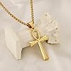 HZMAN Men's Stainless Steel Coptic Ankh Cross Necklace Retro Religious Egyptian Cross Pendant Necklace Jewelry Gift (Gold) #4