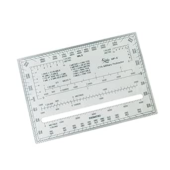 DYNWAVE Square Protractor Ruler Easy Carry Map Reading Compact Lightweight Acrylic 1:25,000 1:50,000 for Architects Engineering Measuring Map Tool