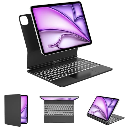 KVAGO Keyboard Case for iPad Air 11-inch (M3 2025 / M2 2024) & iPad Pro 11 (4th/3rd/2nd/1st Gen) & iPad Air 5th &4th Gen, 360° Rotatable, Floating Cantilever Stand with Multi-Touch Trackpad,Grey