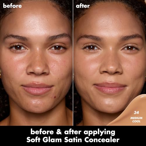 Image of e.l.f. Soft Glam Satin Concealer, Medium Coverage For Blemishes & Under-Eye, Crease-Resistant, Long Lasting, Vegan & Cruelty-Free, 34 Medium Cool