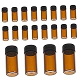 CALLARON 100 Stück Braune Glasfläschchen mit Schraubverschluss Nachfüllbare Aromatherapie Probenflaschen für Ätherische Öle Parfüm Kosmetik und Labormaterial Wiederverwendbare Kleine