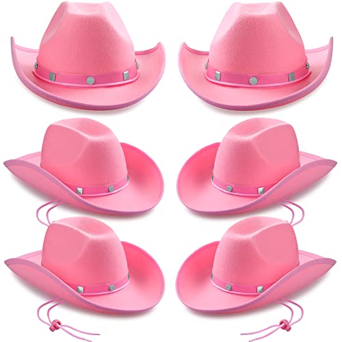 Chapeau de cowboy rose structure rigide et style clouté pour anniversaire et festival