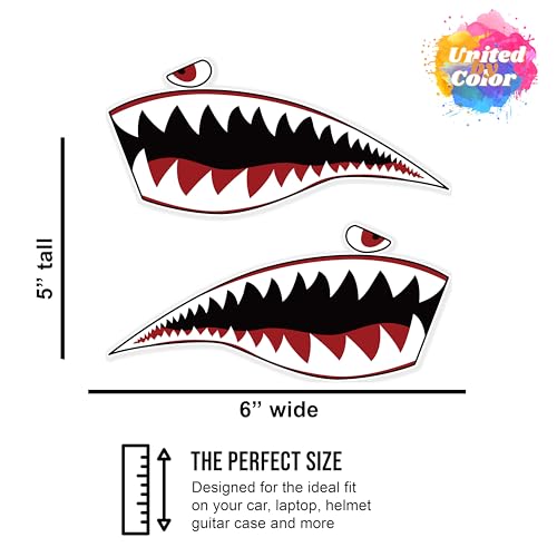 Image of P40 Warhawk Shark Tiger 6 Inches (2Pk) - Strong Adhesive Motorcycle Helmet Stickers - No Fade, Used for Car, Laptop, Truck, Water Bottle, ATV