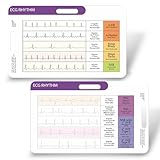 2Packs EKG Rhythm Interpretation Card - with 3X Pocket Magnifier &Badge Holder- Quick ECG Reference Guide for KardiaMobile- Durable Plastic- Nurse Gifts- for Horizontal & Vertical- Upgraded Big Text