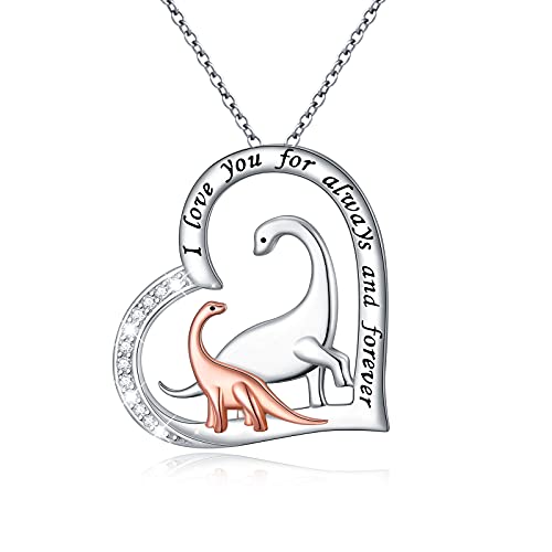 Yearace Sterling Silver Mother and Child Animals Necklace Love Heart Pendant Necklace Cute Animal Jewelry Mother's Day Gifts for Mother Wife