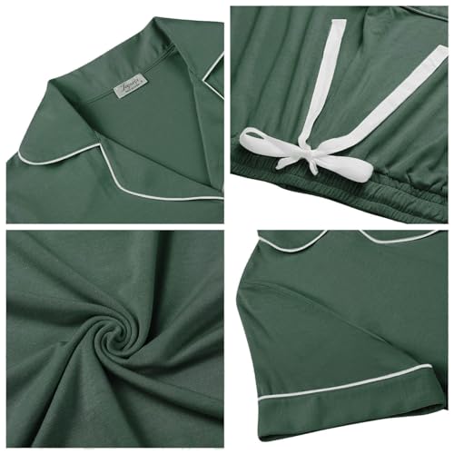 Cherrydew Women Bamboo Viscose Super Soft Comfy Summer Cooling Short Sleeve Button Down Pajama Shorts Set S-XXL2