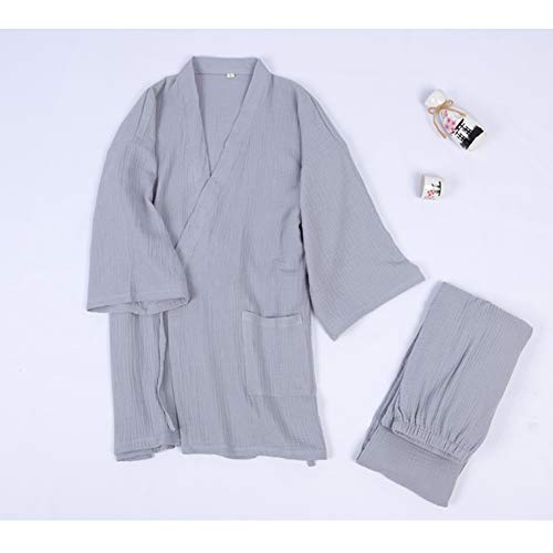 FANCY PUMPKIN Japanese Mens Meditation Robe Double Gauze Cotton Dressing Gown Kimono Pajamas2