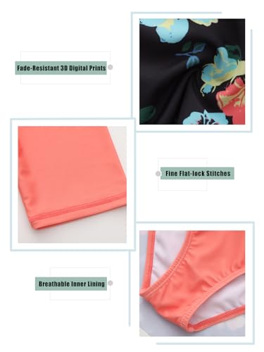 Image of Girls One Piece Swimsuits Bathing Suit for Kids Girls Summer Swim Dress Short Sleeve Swimwear 3-16 Years