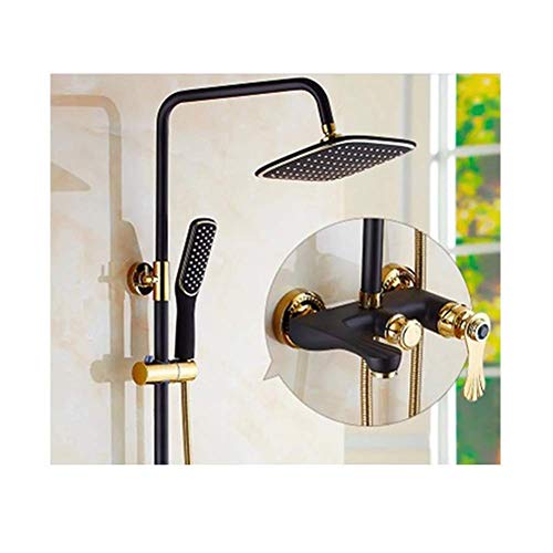 Ensemble de douche en cuivre noir avec mitigeur trois commandes