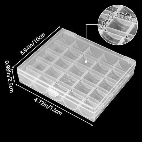 Image of LOYORTY 12PCS Plastic Empty Bobbin Storage Case, 25 Slots Bobbin Case Holder, Transparent Bobbin Organizer Storage Box, Bobbins Spools Case for Sewing Machine