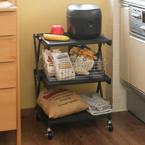 RP(YAMAZEN) S (܂肽) Ɏg ({̊i/LX^[t邾) LX^[t 3i 45.5×s35×46.5/61.5cm X`[bN gȒP ubN LOW-3(BK)