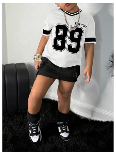 SOLY HUX Toddler Girl's Y2k Jersey Shirt Number Graphic Tees V Neck Short Sleeve Summer Tops Streetwear4