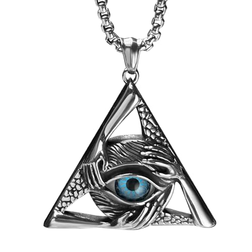 Amulette en œil de tigre bahamut sous forme de collier gothique mauvais œil