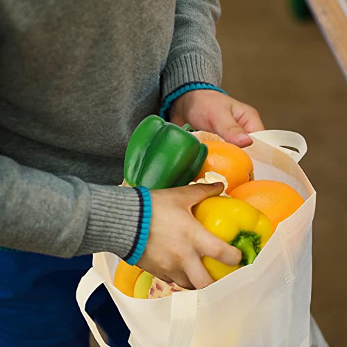 100 Pcs Non Woven Tote Bags Large Reusable Gift Grocery Bags Foldable Fabric Shopping Bags Multi Color Party Treat Bag Reusable Goodie Bags With Handles For Party Holiday Favor, 14 X 10 X 4 Inches #TOP4