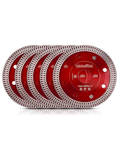 Image of Casaverde 5Pcs /Lot 4 inch Porcelain Diamond Blade,Tile Cutting Blade | Fast,Clean Cuts with Great Life & Speed,Mesh Thin Turbo Rim,for Cutting Ceramic or Porcelain Tiles