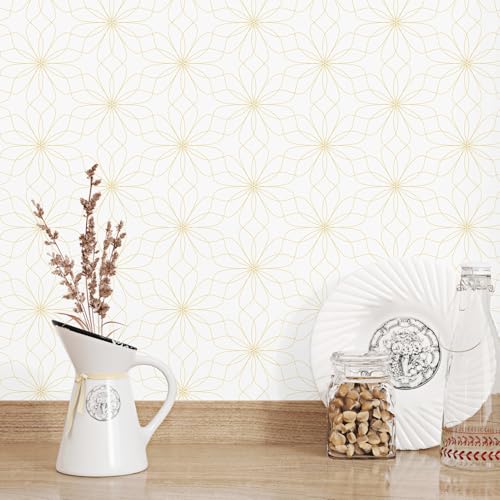 EPPKILY Gold Floral Wallpaper