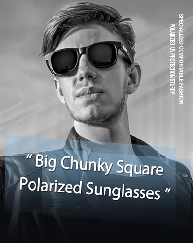 Image of Joopin Polarized Sunglasses Men Women UV400 Protection, Big Chunky Square Sun Glasses, Designer Shades Retro Sunnies Driving