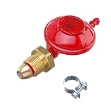 HENDI Druckregler 37 mBar, mit Stangenanschluss und Schlauchklemme, geeignet für Propan und Butan, zur Verwendung mit Gasgrills und Terrassenheizern, 135x64x (H)45mm