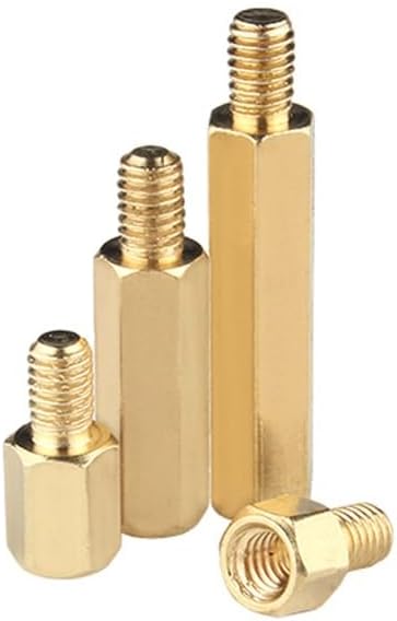 Brass Hex Pillar M4 Hex Male Female Brass Standoff Stud Board Threaded Pillar Mount PCB Motherboard Hexagon Brass Spacer Bolt Screw(M4x10mm 6mm 20pcs)
