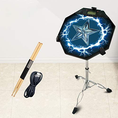 QLTY Oplaadbare elektronische domme Drum,12" Pad Dumb Pad,multifunctionele Drum Practice Pad, beat + meting + telling, met verstelbare standaard en drumstick - Image 3