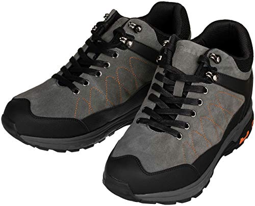 CALTO Men's Invisible Height Increasing Elevator Shoes - Grey Suede/Mesh Lace-up Hiking Boots - 3.2 Inches Taller - H75472 - Size 9 D(M) US4