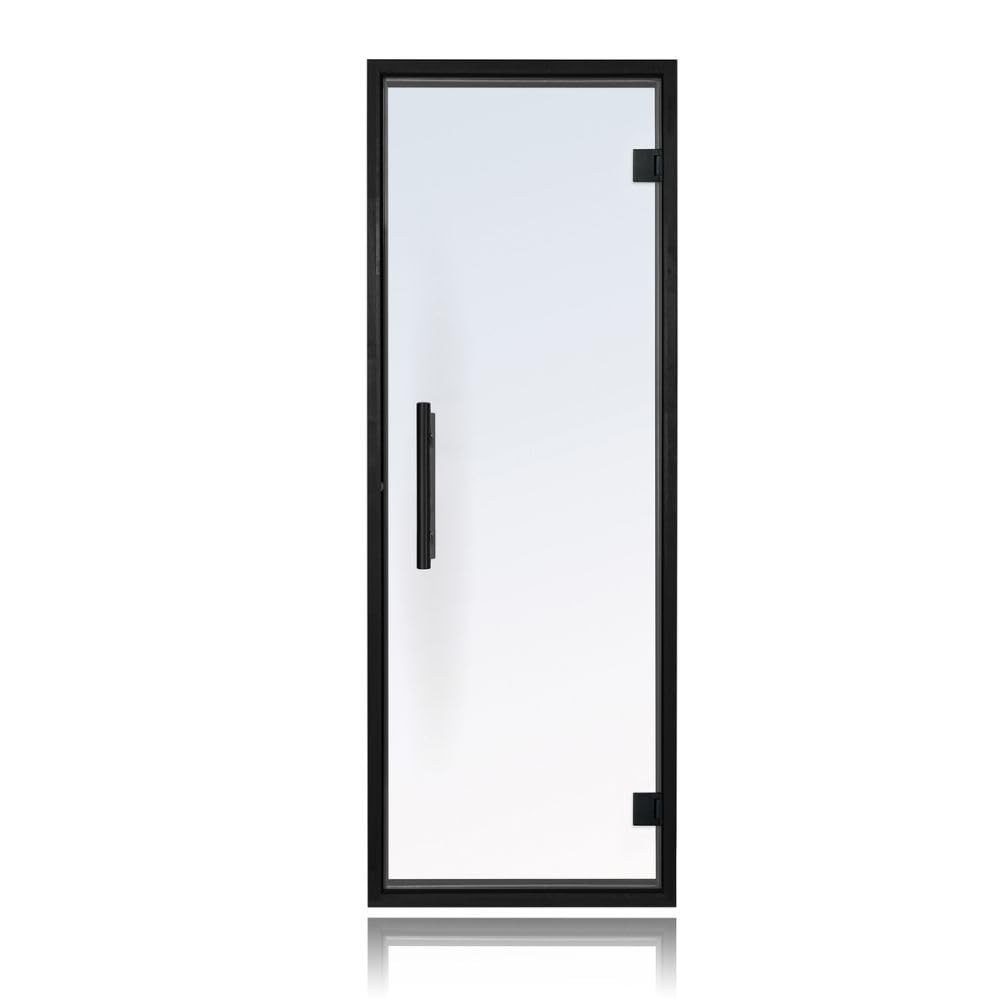 PROSAUNAS Clear & Tinted Glass Sauna Door, Prehung Tinted Glass Sauna Door (Right Hanging, Clear - Black Alder Frame 24x73)