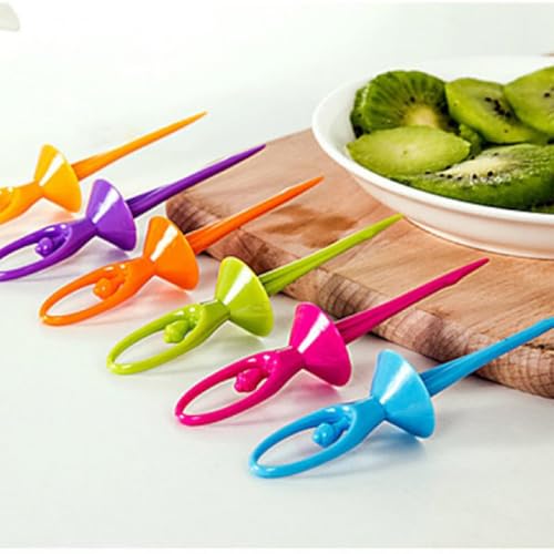 Image of Dancing Doll Fruit Fork Cutlery Set with Stand, Multicolor | Fun & Practical | Reusable & Easy to Use | Pack of 6
