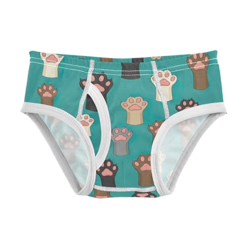 ODAWA Cute Cat Paws Teal Boy Underwear, 2T Boys Underwear Briefs