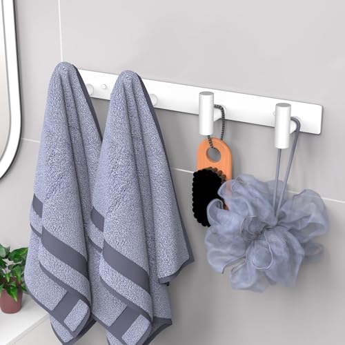 Image of VAEHOLD Hat and Coat Wall Mount Rack - Hooks for Robes, Bags, Keys, and Towels - Bathroom Towel Hanger Organizer (White, inchT inch Shape 4 Hooks 2 Pack)