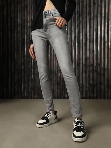 Image of High Star Women Cotton Washed Skinny Fit High-Rise Jeans