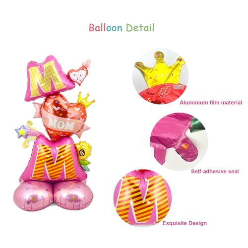 Large Mother's Day Balloons, 43 inches Standing Mom Foil Balloons for Mother's Day Party Mom Birthday Party Decorations by HBLHBLMI - Image 5