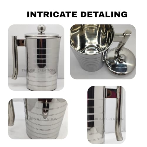 Image of Premium Tarushi Creation Stainless Steel Water Jug with Lid & Handle