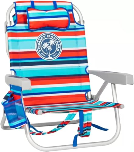 TECNOLIFE Silla Playa Tommy Bahama Rayas Modelo 2025. Rayas Rojas/Azules