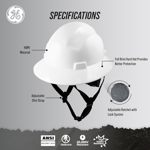 Casco duro blanco sin ventilación GE GH329W con suspensión de trinquete ajustable de 4 puntos 2