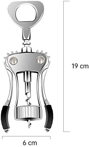 Wine Opener,Stainless Steel Wing Corkscrew Wine Opener- Beer Cap Bottles Opener Remover, Used in Kitchen Restaurant Chateau and Bars (Silver)