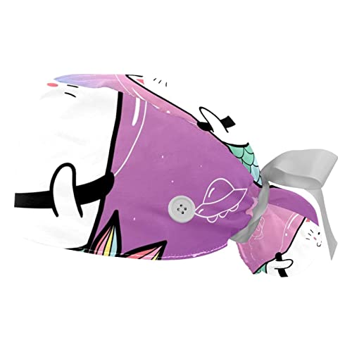 Chapeaux de travail Cat Mermaid pour rester au frais en cuisine et laboratoire lot de 2