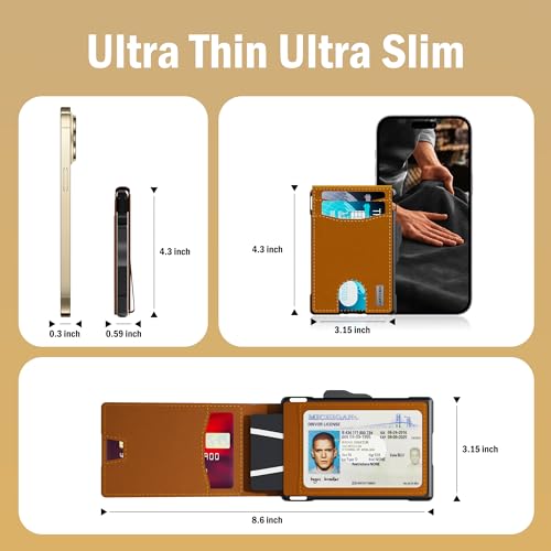 Image of umoven Wallet for Men - with Money Clip Slim Leather Slots Credit Card Holder RFID Blocking Bifold Minimalist Wallet