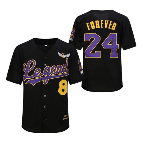 Mens Legend 8 24 Movie Baseball Jersey Shirt Stitched Sports Uniform (Black Medium)