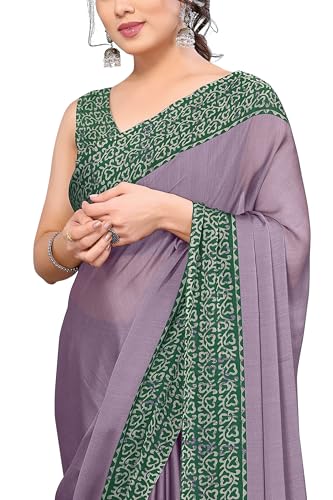 Image of MIRCHI FASHION Saree for Woman Chiffon Madhubani Print | Breathable Comfortable Printed Saree for Office and Regular Use (Available in 15 Designs)
