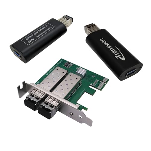 TRANSWAN PCI-E Slot to 2 Ch x Mini USB 3.0 Fiber Optic Extender Over Max 250 Meters (820FT) Single-Mode Fiber, Super Speed 5 Gbps Supported (BY-2PUSB-912SF(Over 1 Strand SMF))