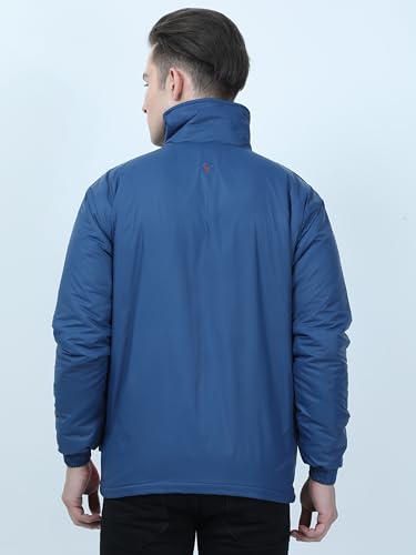 Image of VROJASS Men VROJASS Jackets for Men Stylish Puffer Winter Jacket For Men Standard Length Jacket Man Full Sleeves Bomber Jackets for Man T-Blue With Red Jacket