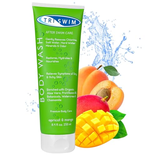 TRISWIM Gel douche anti-chlore | Soins de la peau après la baignade | Gel Douche Vegan Hydratant Anti-Chlore Pour Nageurs | Prévient les démangeaisons de la...