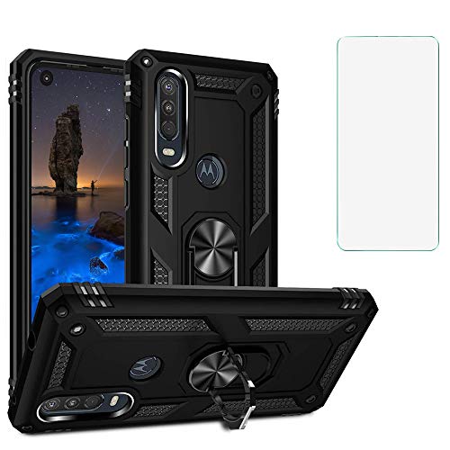 Protection verre trempé Motorola Moto P40 Power coque antichoc noire avec béquille