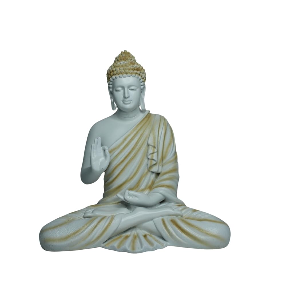 Wonderland 14 inches Ashirvad Avastha Buddha Resin Statue, showpiece, Gift (Beige)-image-27
