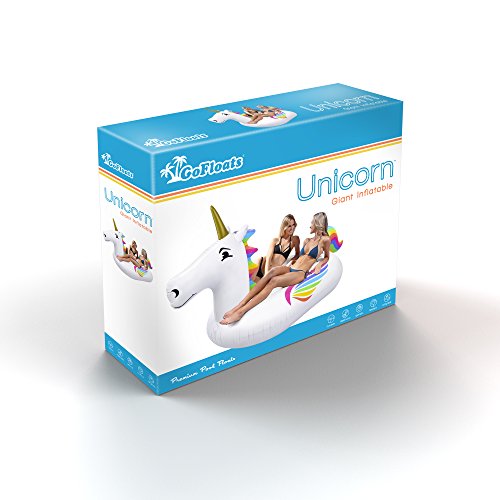 Gofloats Giant Inflatable Pool Floats - Choose Unicorn, Dragon, Flamingo, Swan, Or Bull - Includes Drink Float #TOP6